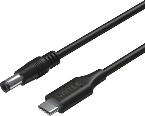 Unitek C14116BK-1.8M / Napájecí kabel / USB-C - DC 5,5mm / 65W / 1,8 m