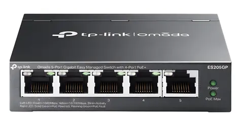 TP-Link ES205GP / Switch / 5x RJ45 1Gbps / 4x PoE+ / 65W / Omada