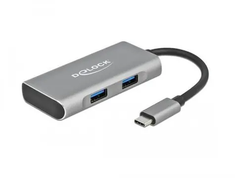DeLock USB Hub / 4 porty / 2x USB-A + 2x USB-C / USB 3.2 Gen 2 / 10 Gbps