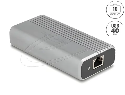 DeLock USB-C 40 Gbps / Síťový adaptér / 10 Gigabit Ethernet RJ45 / USB4 Gen 3x2 / VLAN