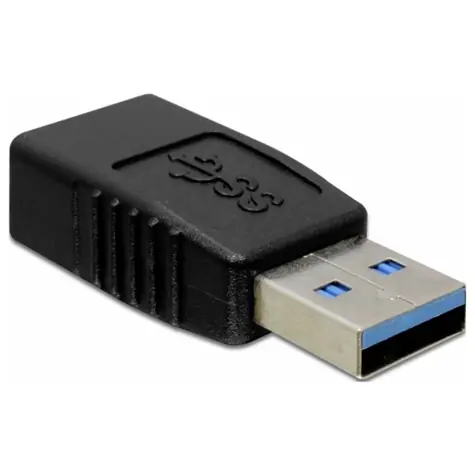 DeLock černá / Adaptér / USB 3.0 / USB-A samec - USB-A samice