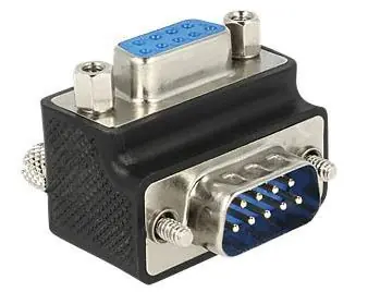 Delock D-Sub9 270° / Adaptér / Sub-D 9 pin (M) - Sub-D 9 pin (F) / šrouby a matice zaměnitelné