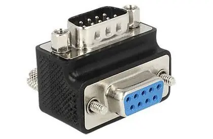 DeLock D-Sub9 90° černá, stříbrná / Adaptér / D-Sub9 (M) › D-Sub9 (F) / šrouby a matice zaměnitelné