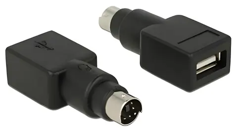 Delock černá / Adaptér / PS/2 (M) - USB-A (F)