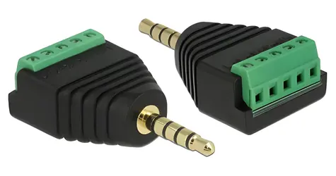 Delock / Adaptér / Jack 3,5 mm samec / Terminal Block 5 pin samice / černá, zelená