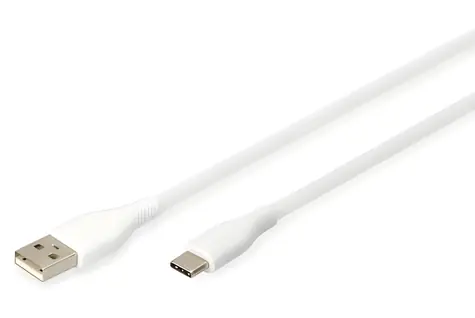 Digitus USB-C - USB-A bílá / Datový kabel / Silikonový / USB 2.0 / PD 60 W / 2 m
