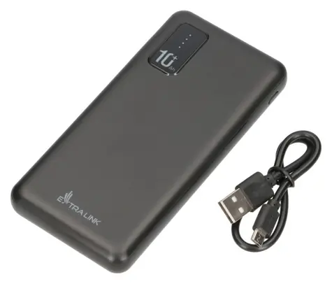 Extralink EPB-098B černá / Power banka / 10 000 mAh / 2x USB-A + 1x USB-C / LED indikace