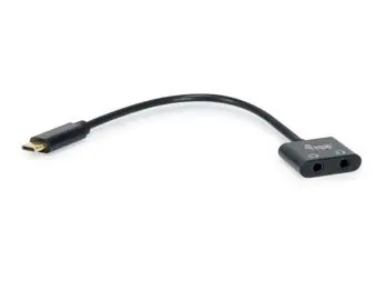 Equip USB-C černá / Audio adaptér / DAC / 2x Jack 3,5mm / 0,15 m