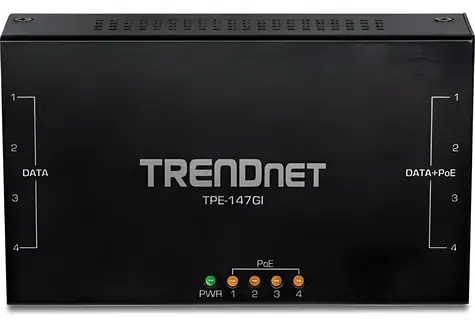 TRENDnet TPE-147GI / PoE+ injektor / 4-port Gigabit / 65 W / IEEE 802.3af/at
