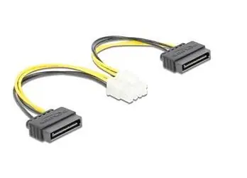 Delock / Napájecí kabel / 2x SATA 15 pin - EPS 8 pin / 0,15 m