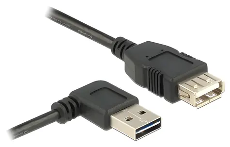 DeLock Easy USB A samec/samice / Prodlužovací kabel / pravoúhlý 90° / USB 2.0 / 1 m / černá