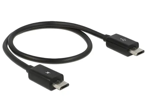 DeLock / OTG napájecí kabel / Micro USB-B - Micro USB-B / 0,3 m / černá