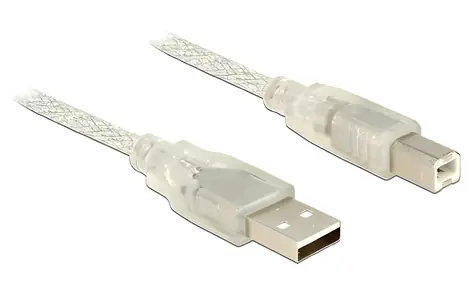 DeLock USB-A - USB-B / Kabel / USB 2.0 / 3 m / transparentní