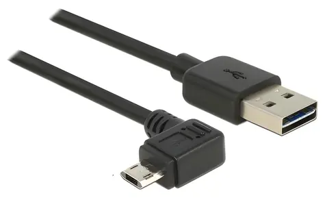 Delock Easy-USB A - Micro USB B černý / USB kabel / 90° zahnutý / 1 m / USB 2.0