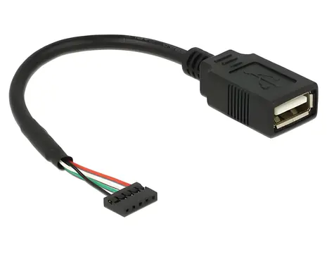 DeLock USB 2.0 Pinheader (F) - USB-A (F) černá / Kabel / 0,15 m / 480 Mbit/s