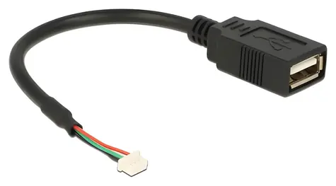 DeLock USB 2.0 Pinheader 4-pin - USB-A / Kabel / interní / 0,15 m / pozlacené kontakty