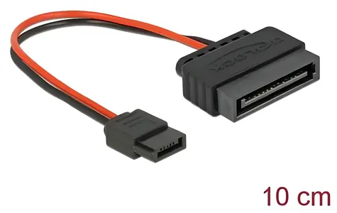 DeLock SATA Slim 6pin - SATA 15pin kabel černá, červená / Napájecí kabel / 0,1 m