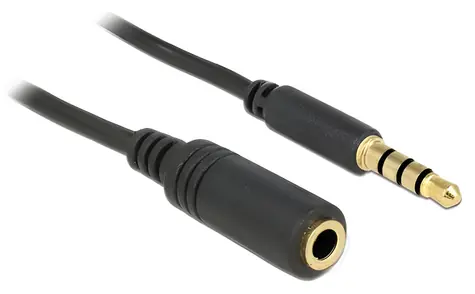 DeLock černý / Prodlužovací kabel Jack 3,5 mm / iPhone 4pin / 3 m / pozlacené konektory