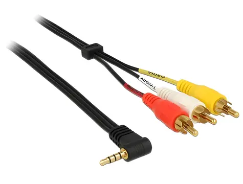 Delock Jack 3,5 mm 90° > 3x Cinch černý / Audio kabel / 1,5 m
