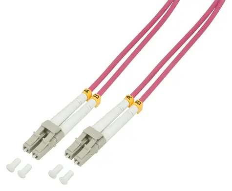 LogiLink OM4 LC-UPC fialová / Optický patch kabel / Duplex / Multimode / 50 m