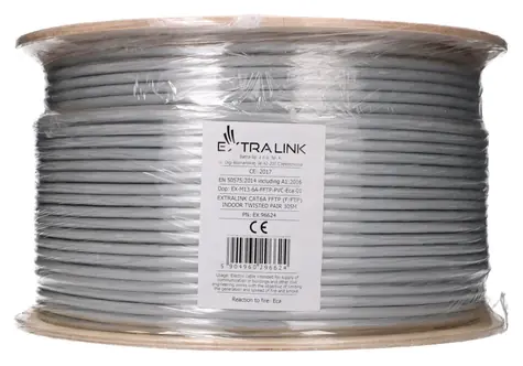 Extralink CAT6A FTP / Síťový kabel / kroucená dvojlinka / 305 m / vnitřní / stíněný
