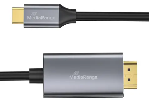 MediaRange USB-C - HDMI černá, stříbrná / Kabel / 4K 30Hz / 1,8 m / USB 3.2 Gen 1