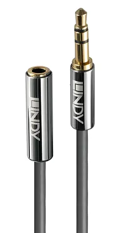 Lindy Cromo antracitová / Audio kabel / Jack 3,5 mm prodlužovací / 0,5 m / Pozlacené konektory