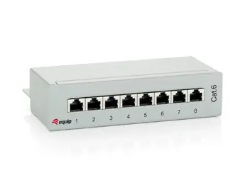 Equip šedá / Patch panel / 8 portů / Cat6 / 250MHz / Desktop