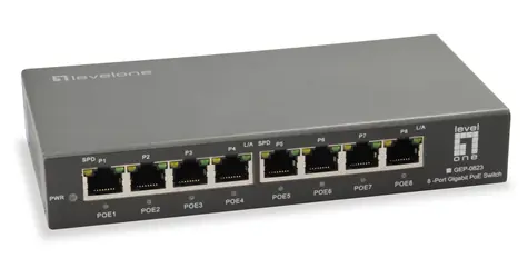 LevelOne GEP-0823 / Switch / 8x Gigabit PoE+ / 120 W / Unmanaged