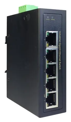 Digitus Industrial / Switch / 5-port / Gigabit / Unmanaged / DIN lišta / černý