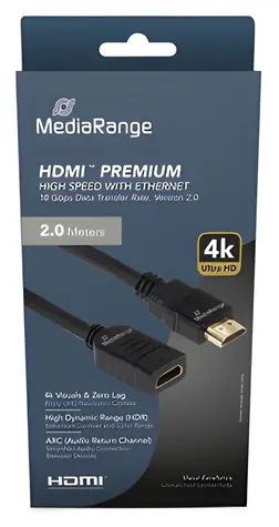 MediaRange MRCS256 černá / Prodlužovací kabel HDMI / 2.0 / 4K 60Hz / 18 Gbps / ARC