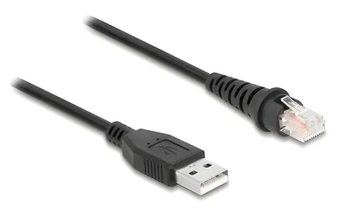 DeLock / Kabel RJ50 na USB 2.0 Typ-A / pro čtečky čárových kódů / 2 m / černá