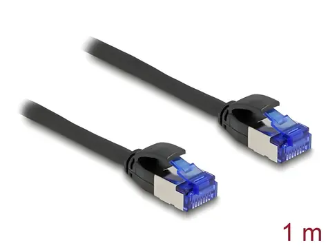 Delock černá / Síťový kabel RJ45 / Cat.6A S/FTP / Slim / 1 m