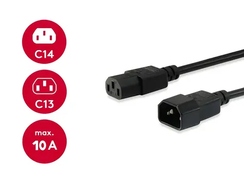 Equip C14-C13 černá / Prodlužovací napájecí kabel / 3 m / 250 V / 10 A