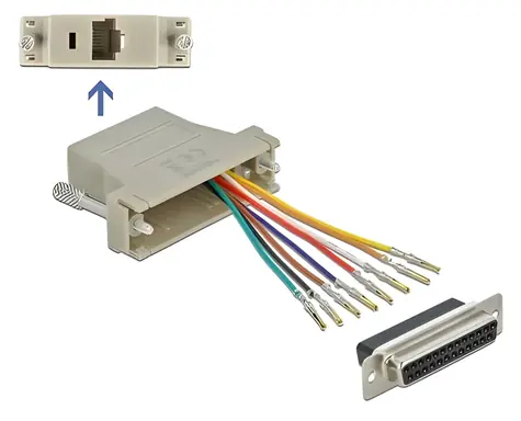 Delock šedá / Adaptér / D-Sub 25 pin (F) - RJ45 (F) / stavebnice