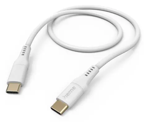 Hama Flexible USB-C bílá / Nabíjecí a datový kabel / USB-C / 1,5 m / 480 Mbit/s