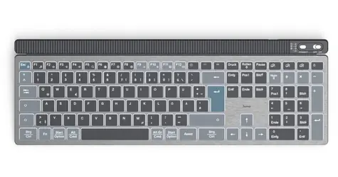 Hama WK-750 černo-šedá / Klávesnice / Bezdrátová / Multi Device / Podsvícená / Celá velikost