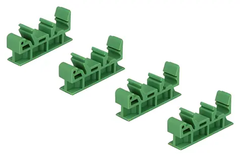 Delock Klip na DIN lištu pro plošné spoje / Příslušenství / sada 4 ks / plast / zelená
