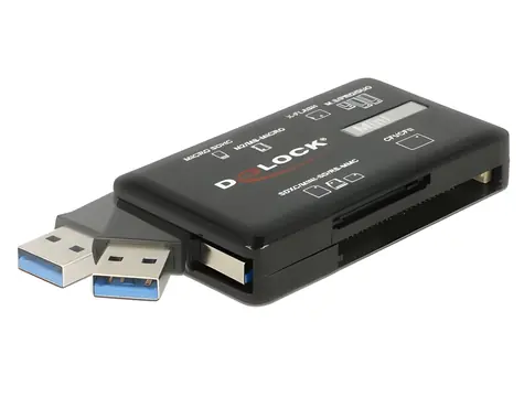 Delock USB 3.2 čtečka paměťových karet 6v1 / Čtečka karet / 5 Gbps / CF, SD, microSD, MS, M2, xD