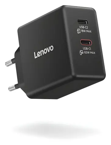 Lenovo Dual USB-C 65W GaN černá / Napájecí adaptér / 2x USB-C / 65 W
