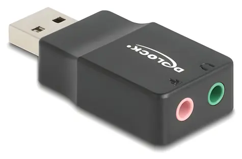 Delock černá / Externí zvuková karta / USB 2.0 / 2x 3,5 mm jack / Plug & Play