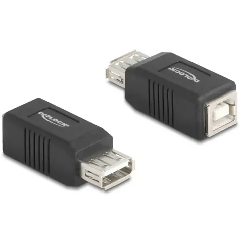 DeLock 67203 černá / Adaptér / USB 2.0 A (F) - USB 2.0 B (F)