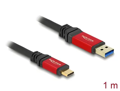 DeLock USB-A - USB-C 1 m černá, červená / Kabel / USB 3.2 Gen 2 / 10 Gbps
