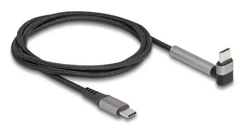 Delock Kabel USB-C (M) - USB-C (M) 1,5 m černá / Nabíjecí a datový kabel / PD 3.0 / 60 W / USB 2.0 / zalomený konektor