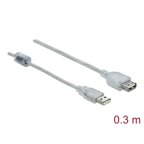Delock transparentní / Prodlužovací kabel USB 2.0 / USB-A samec - USB-A samice / 0,3 m / 480 Mbit/s