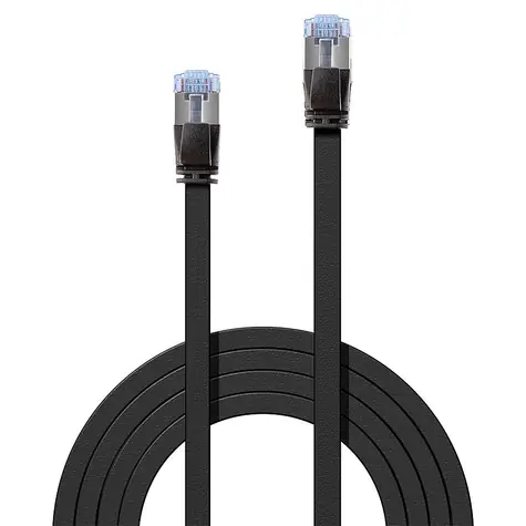 Lindy Cat6a Flachband černá / Patch kabel / U/FTP / RJ-45 / 5 m