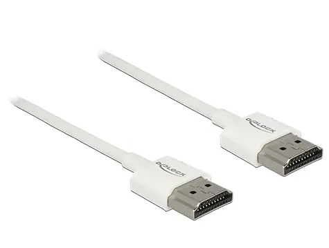 Delock HDMI-A 0,25m bílý / HDMI kabel / High Speed s Ethernetem / 4K 3D / 18 Gbit/s
