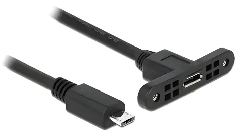 DeLock USB 2.0 / Prodlužovací kabel / Micro-USB B samec-samice / 0,25 m / pro montáž do panelu