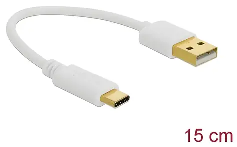 Delock USB-A - USB-C 15 cm bílá / Nabíjecí kabel / 3 A