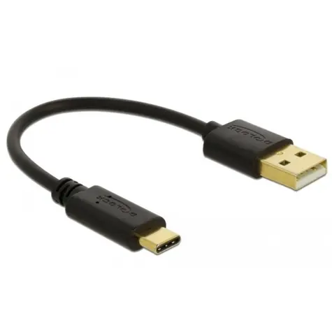 Delock USB-A - USB-C černá / Nabíjecí kabel / 15 cm / 3 A
